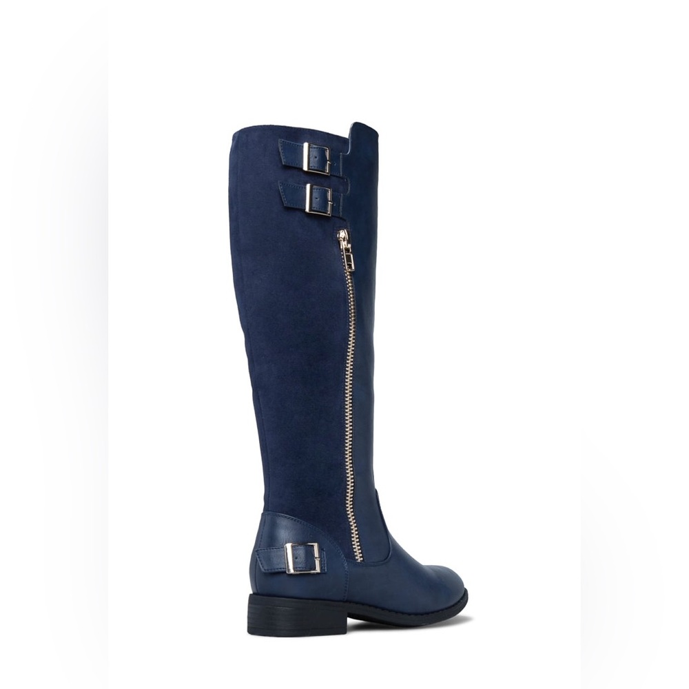 NEW FAUZ LEATHER FLAT BOOTS WITH ZIPPERED DETAILS - Picture 4 of 13